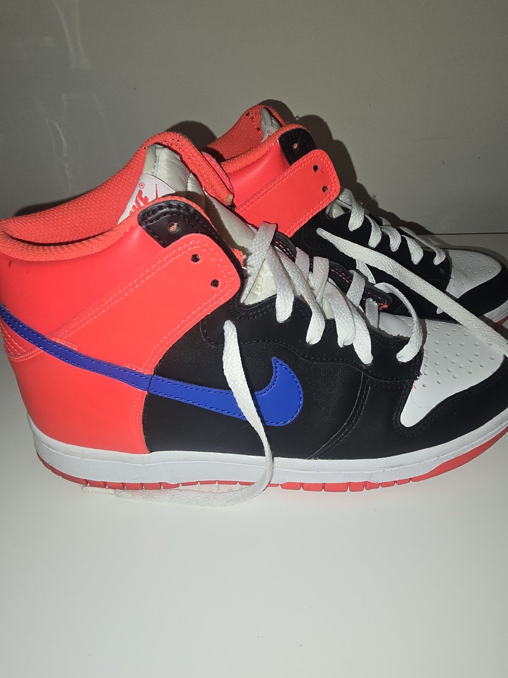Nike Kids High-Top Sneakers in Neon, Black, White & Blue Swoosh - Nike Dunk High